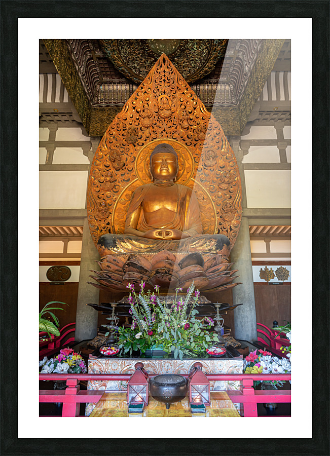 Statue of Buddha in the Byodo In buddhist temple on Oahu, Hawaii Picture Frame print
