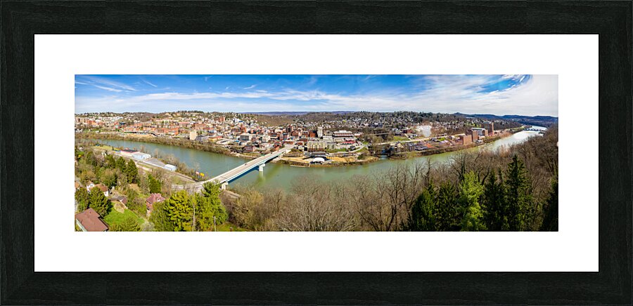 Aerial panorama of City of Morgantown WV Picture Frame print