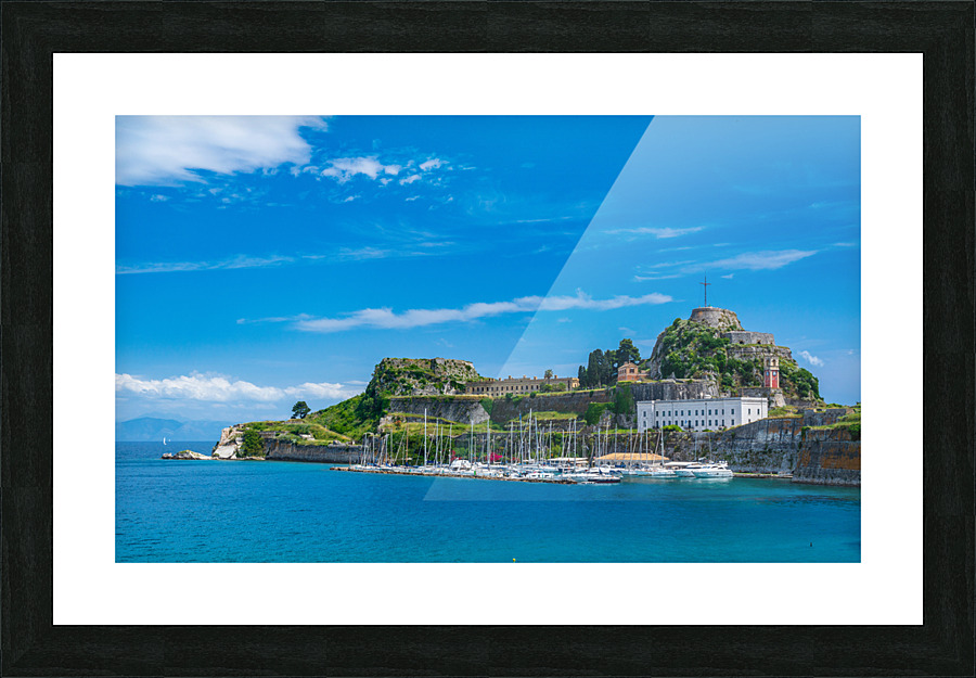 Old Fortress of Corfu on promontory by old town Picture Frame print