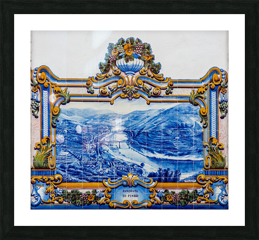 Detail of Ceramic tiles at Pinhao station in Portugal Picture Frame print