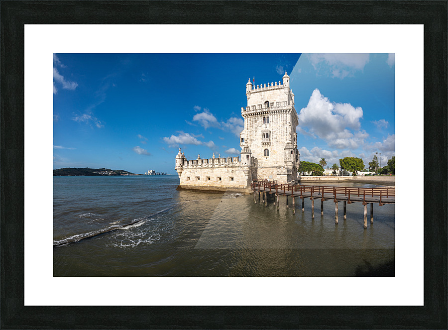 Panorama of the Tower of Belem near Lisbon Picture Frame print