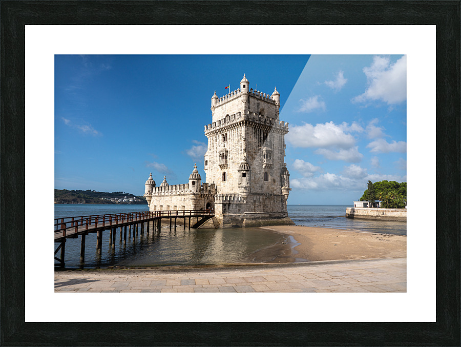 Panorama of the Tower of Belem near Lisbon Picture Frame print