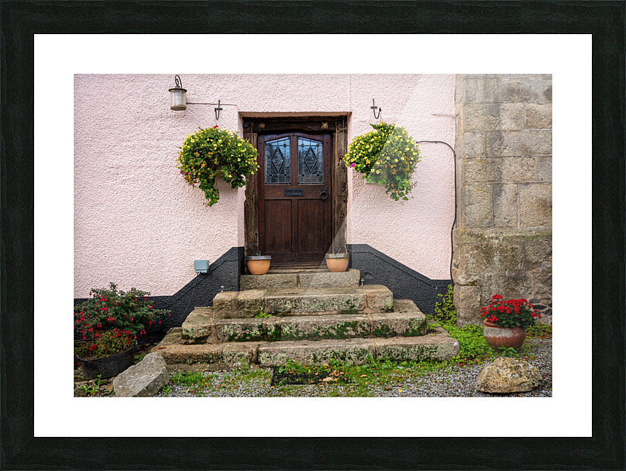 Solid wooden front door in Devon village of Dunsford Picture Frame print