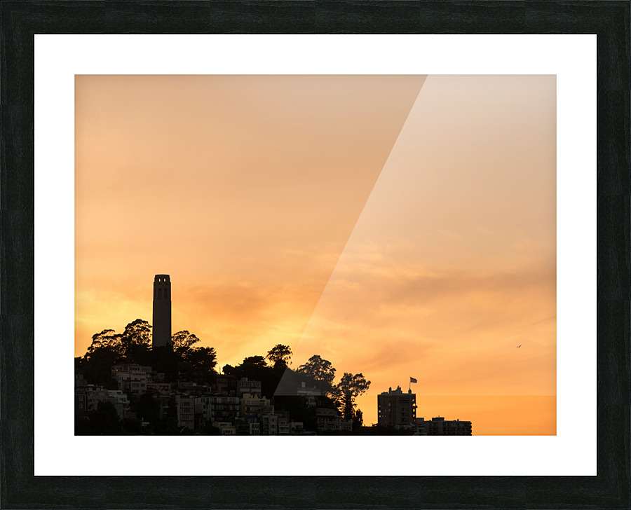 Coit tower at sunset in San Francisco Picture Frame print