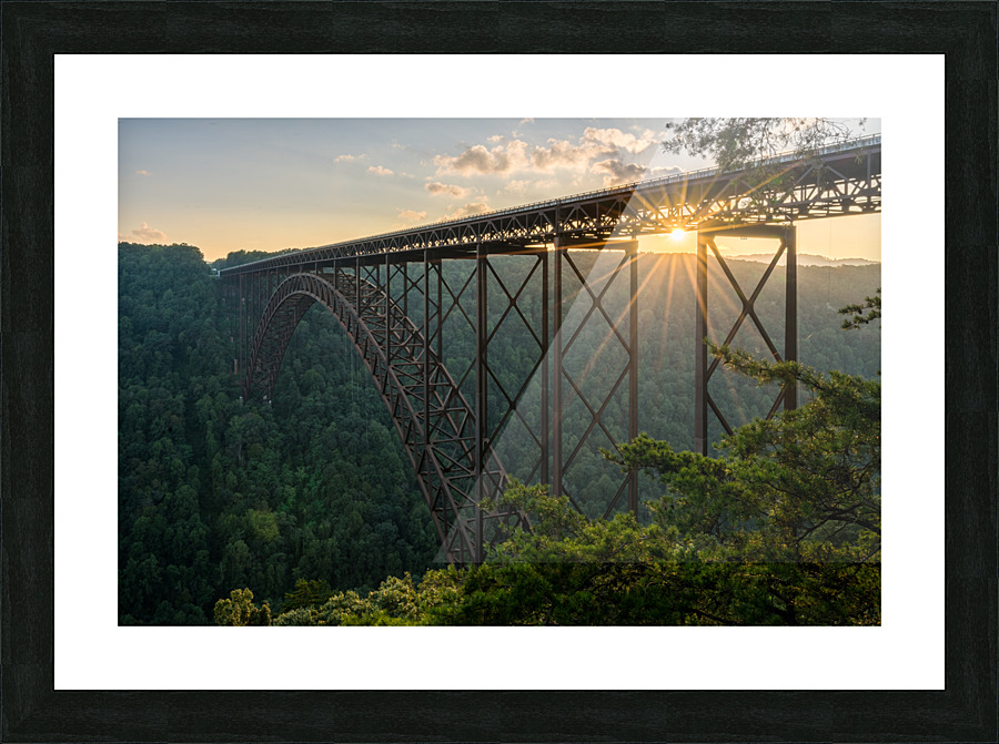 Sunset at the New River Gorge Bridge in West Virginia Picture Frame print