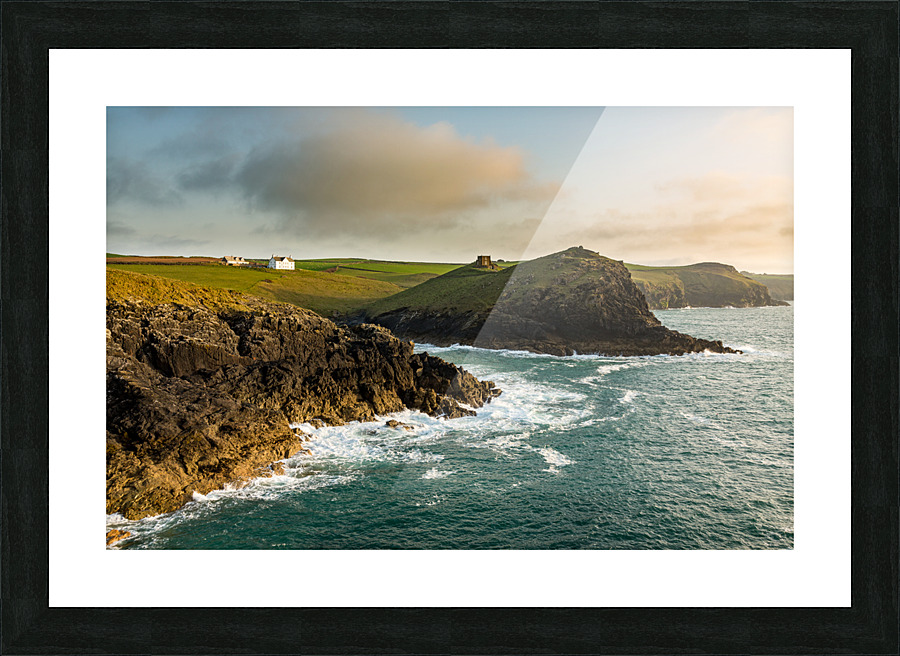 Coastline in late evening sun at Port Quin Picture Frame print