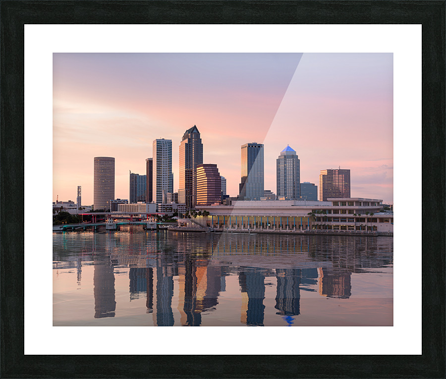 City skyline of Tampa Florida at sunset Picture Frame print