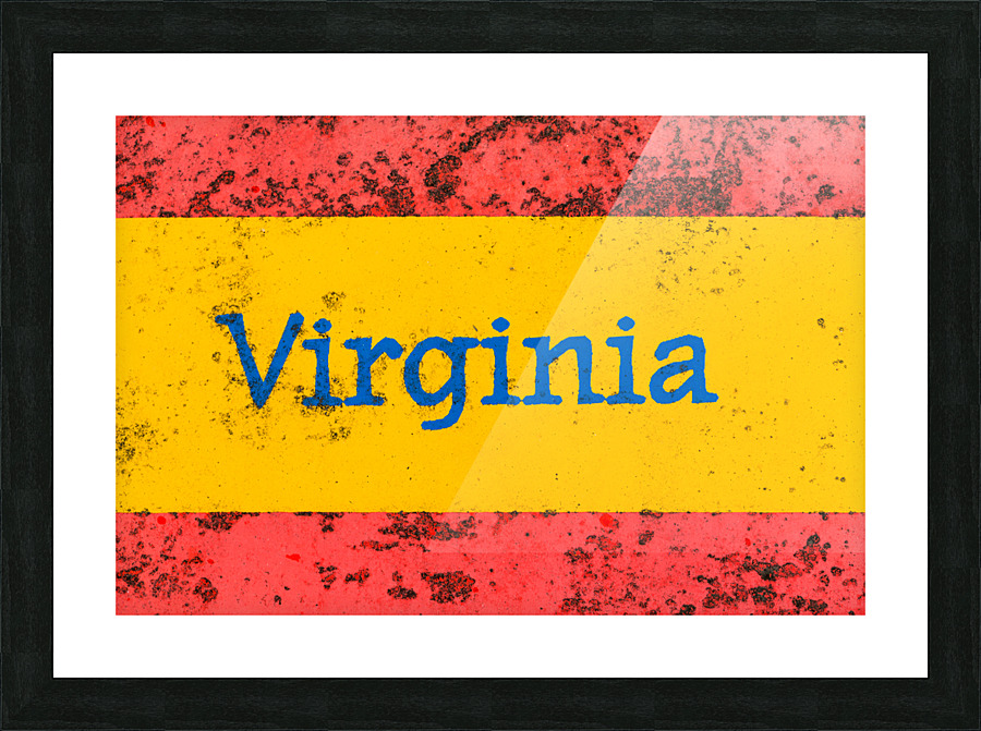 Macro photo of state of Virginia name on newstand Picture Frame print