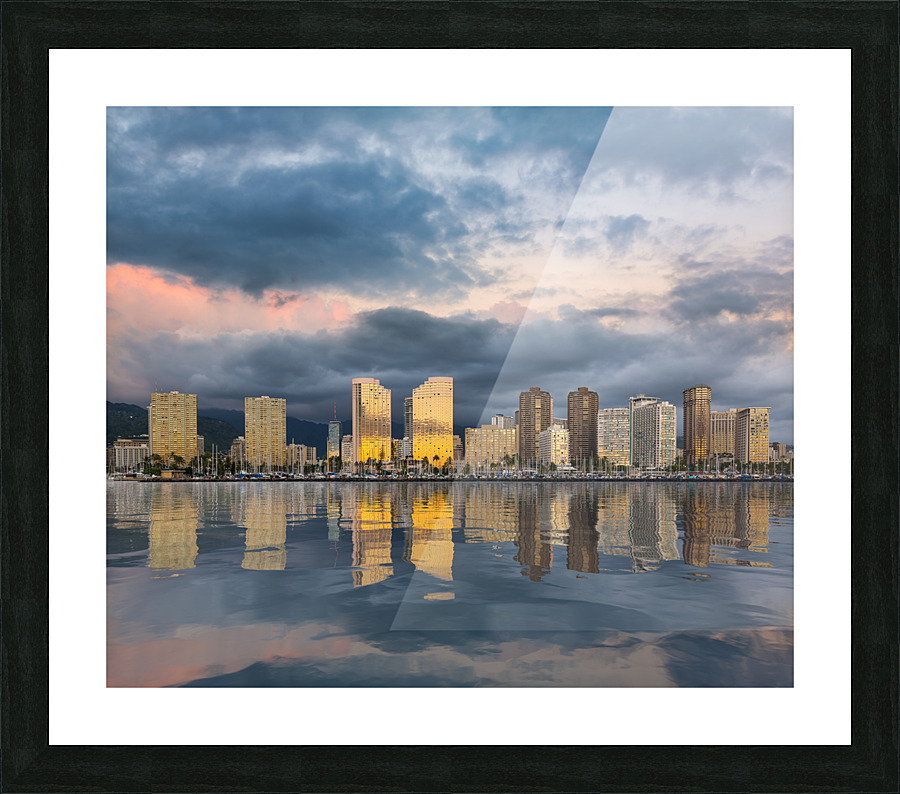 Panorama of Waikiki Honolulu Hawaii  Impression encadrée