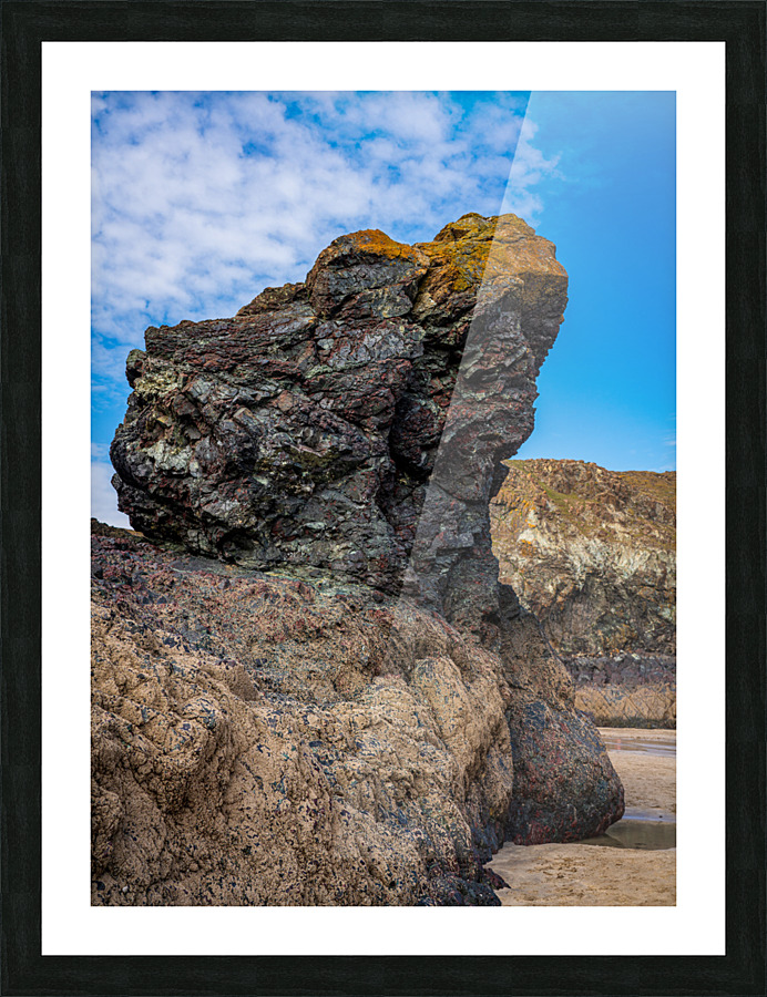 Unusual rock formation at Kynance Cove near the Lizard in Cornwa Picture Frame print