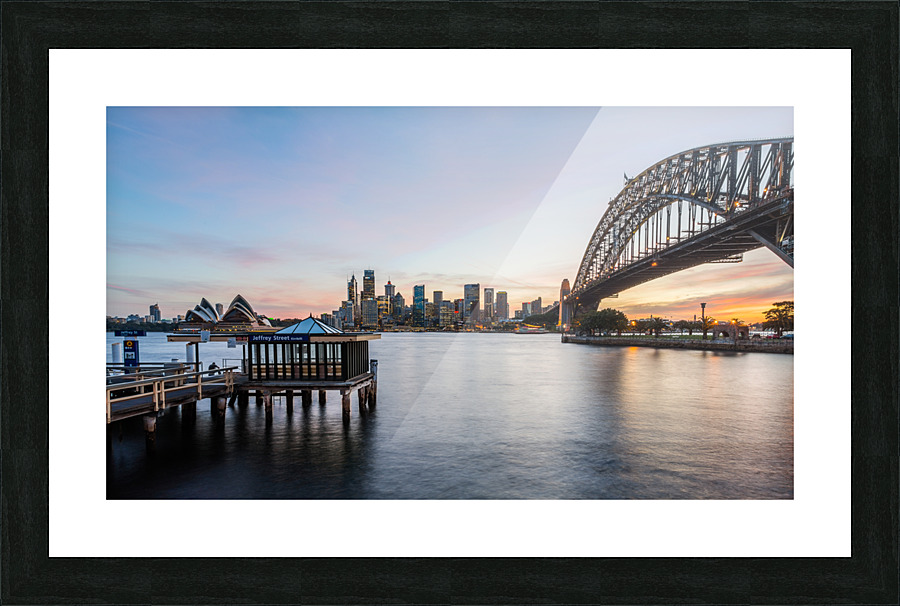 Dramatic panoramic sunset photo Sydney harbor Picture Frame print