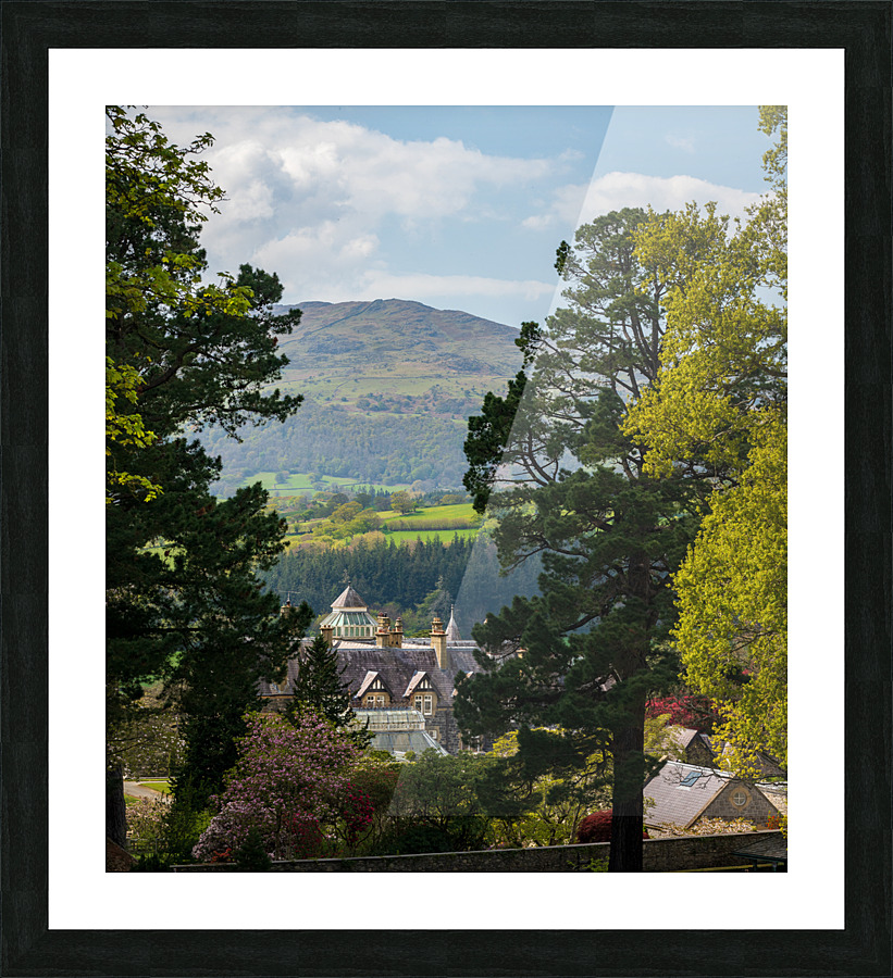 View of the manor house at Bodnant Gardens in North Wales Picture Frame print