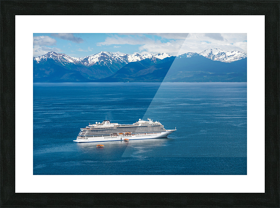 Viking Orion anchored at Icy Strait Point in Alaska Picture Frame print