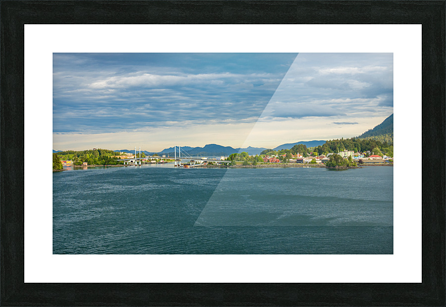 Sun illuminates the small town of Sitka in Alaska Picture Frame print