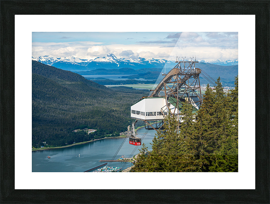 GoldBelt tram suspended above the city of Juneau Alaska Picture Frame print