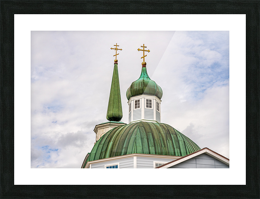 Exterior roof of the historic St Michaels Cathedral in Sitka Al Picture Frame print