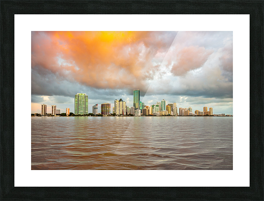 Dawn view of Miami Skyline  Picture Frame print