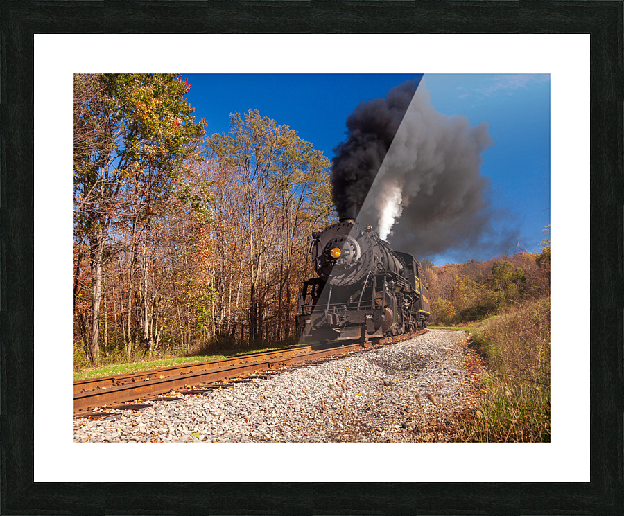 WMRR Steam train powers along railway Picture Frame print