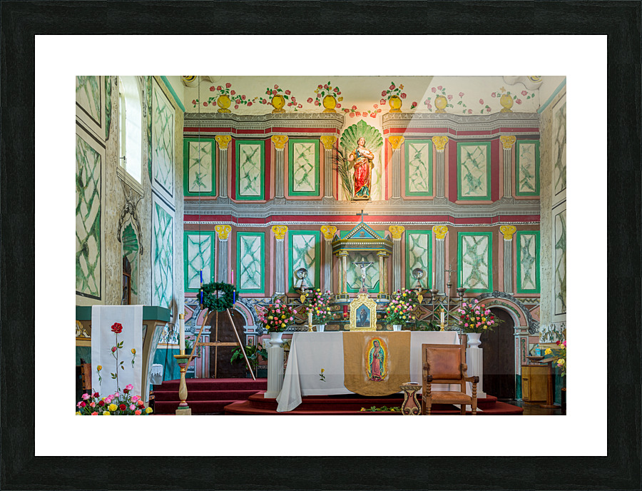 Detail of altar of the church at Santa Ines Mission Picture Frame print
