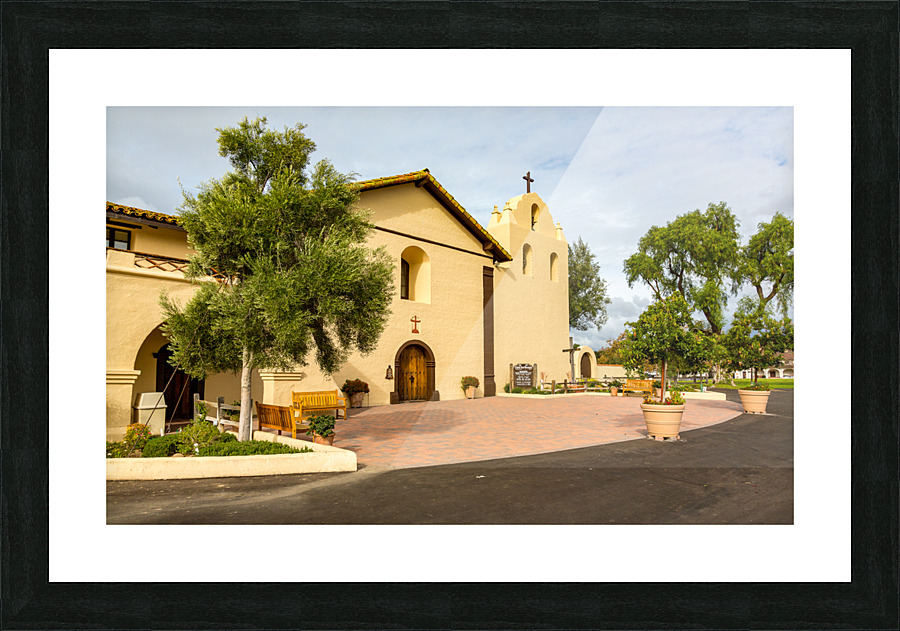 Cloudy day at Santa Ines Mission California Picture Frame print