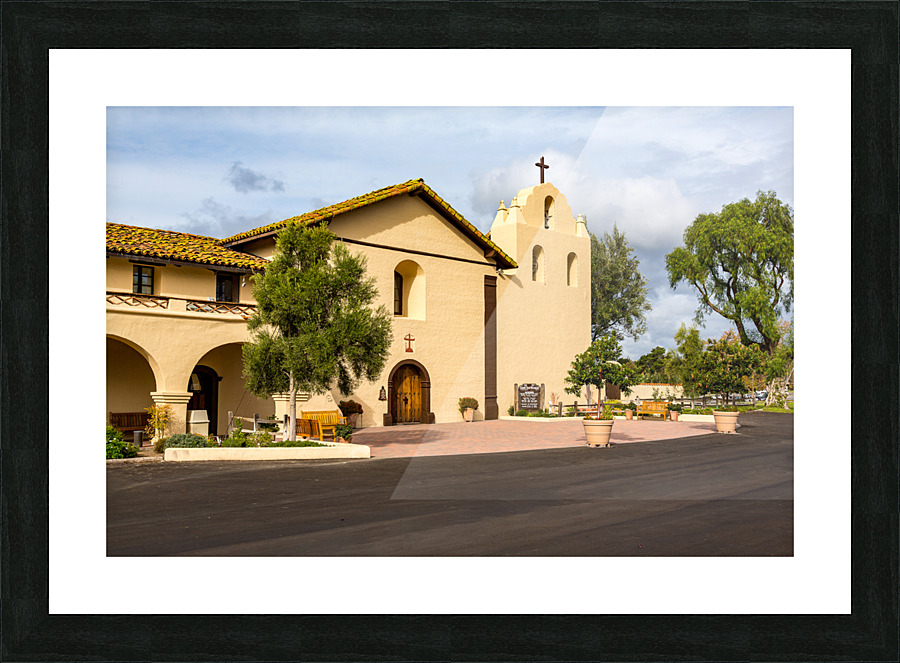 Cloudy day at Santa Ines Mission California Picture Frame print