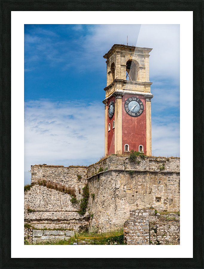 Clock tower in old fortress on Corfu Picture Frame print