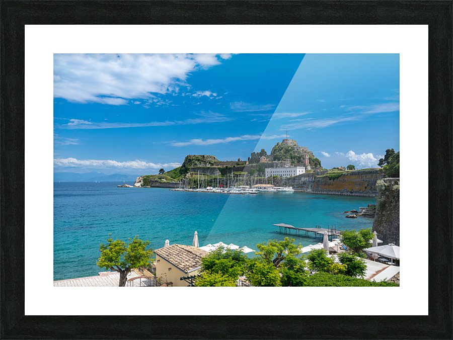Old Fortress of Corfu on promontory by old town Picture Frame print