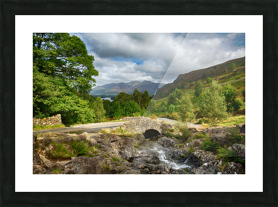 Ashness Bridge over small stream in Lake District Picture Frame print