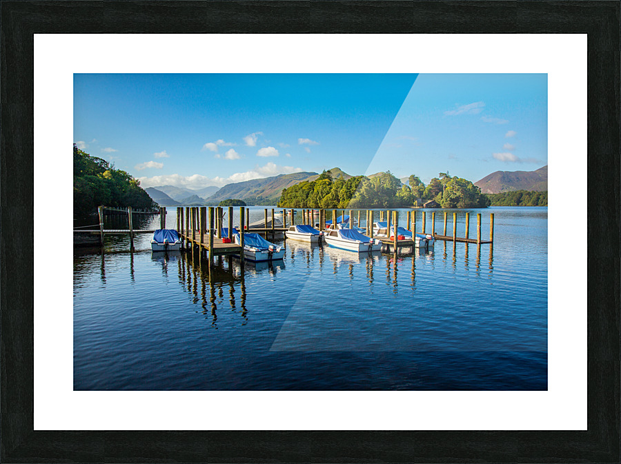 Boats on Derwent Water in Lake District Picture Frame print