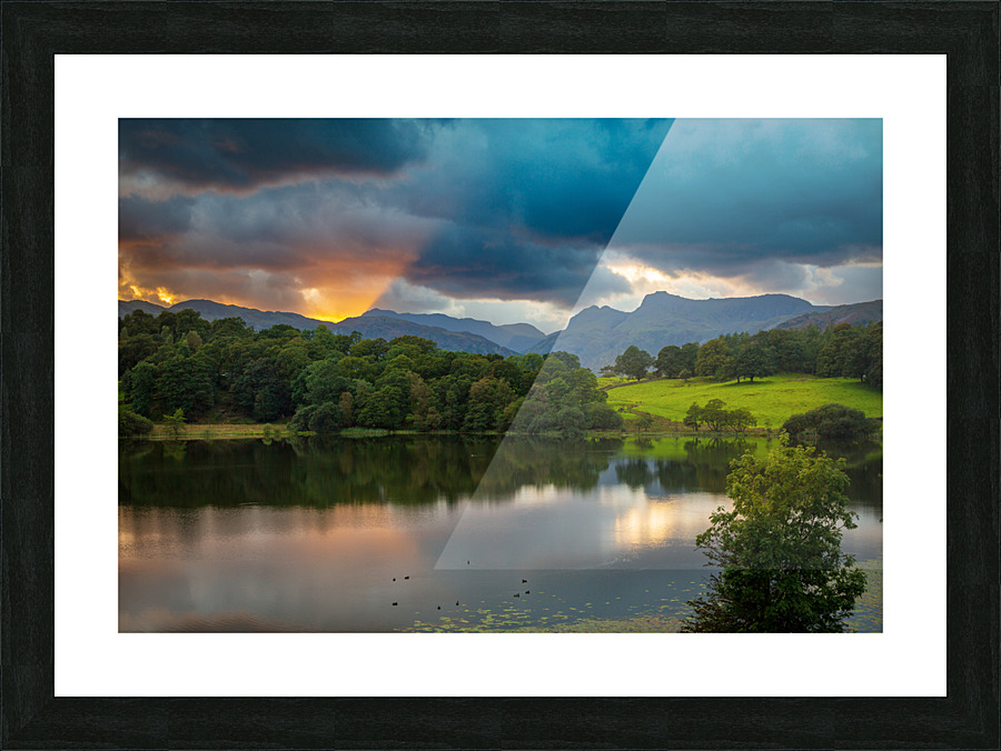 Sunset at Loughrigg Tarn in Lake District Picture Frame print
