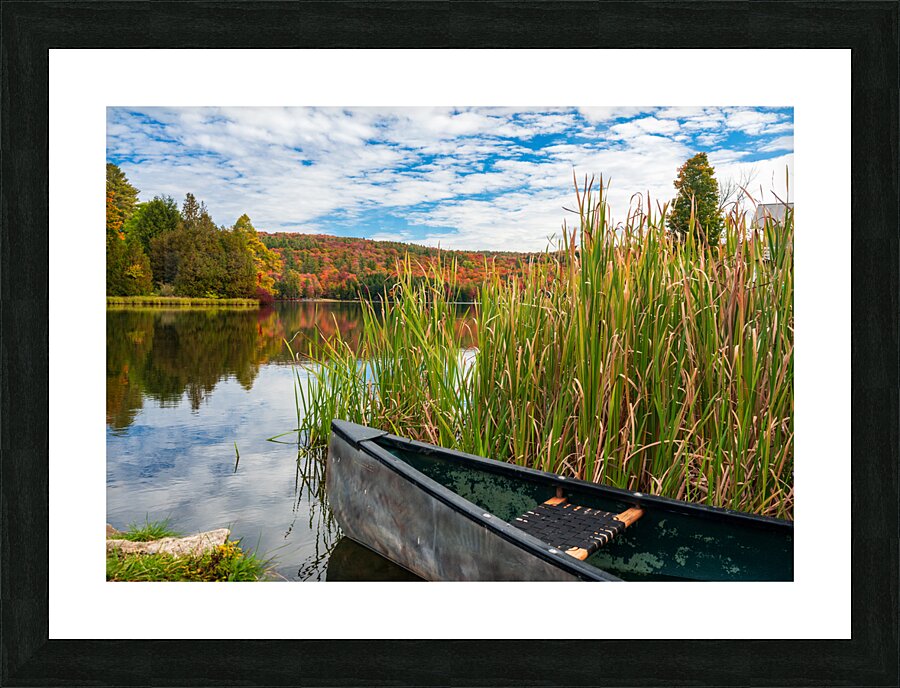Canoe ready to launch in Silver Lake Vermont Picture Frame print