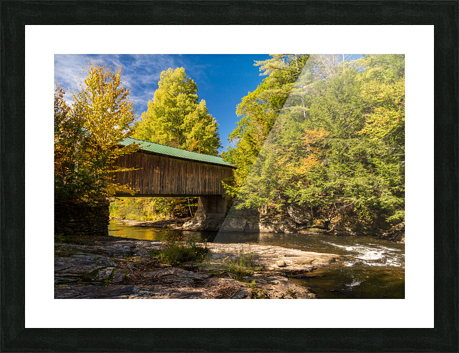 Montgomery covered bridge near Waterville in Vermont Picture Frame print