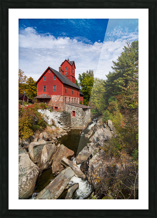 Old Red Mill in Jericho Vermont during the fall Picture Frame print