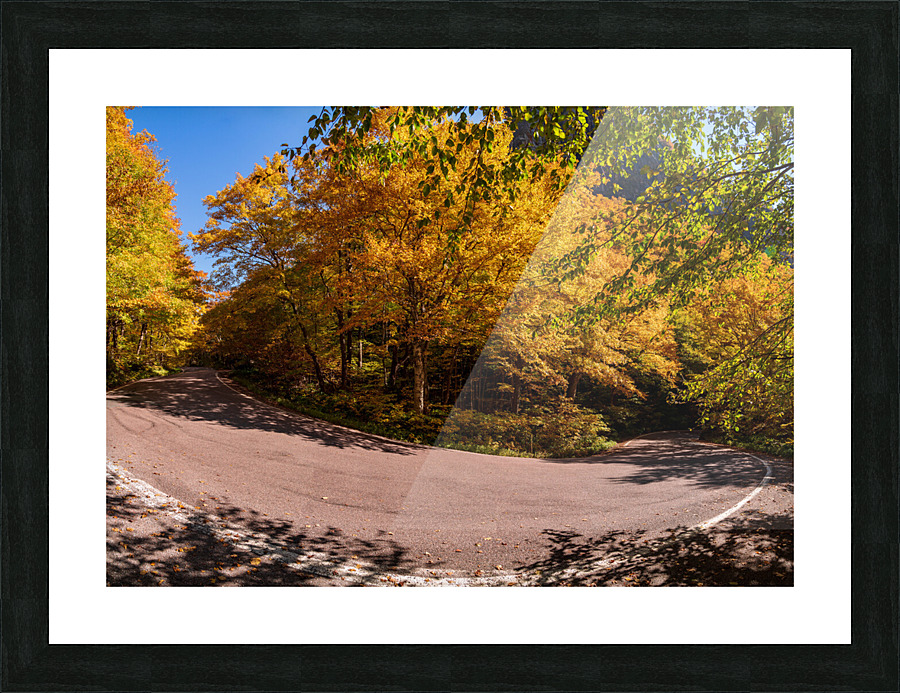 Narrow hairpin bend in Smugglers Notch in Vermont Picture Frame print