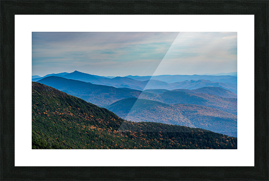 View from Mt Mansfield looking down Green Mountains Picture Frame print