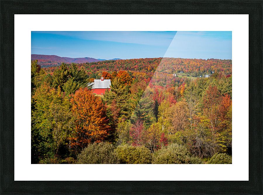 Grandview Farm barn with fall colors in Vermont Picture Frame print