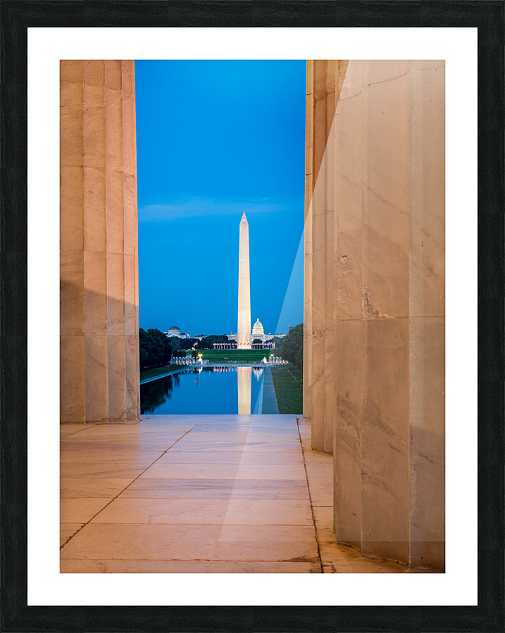 Washington monument reflecting from Jefferson Picture Frame print