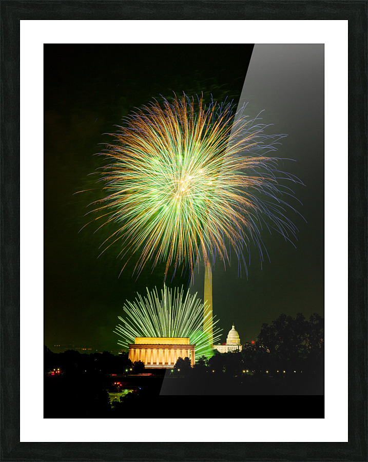 Fireworks over Washington DC on July 4th Picture Frame print