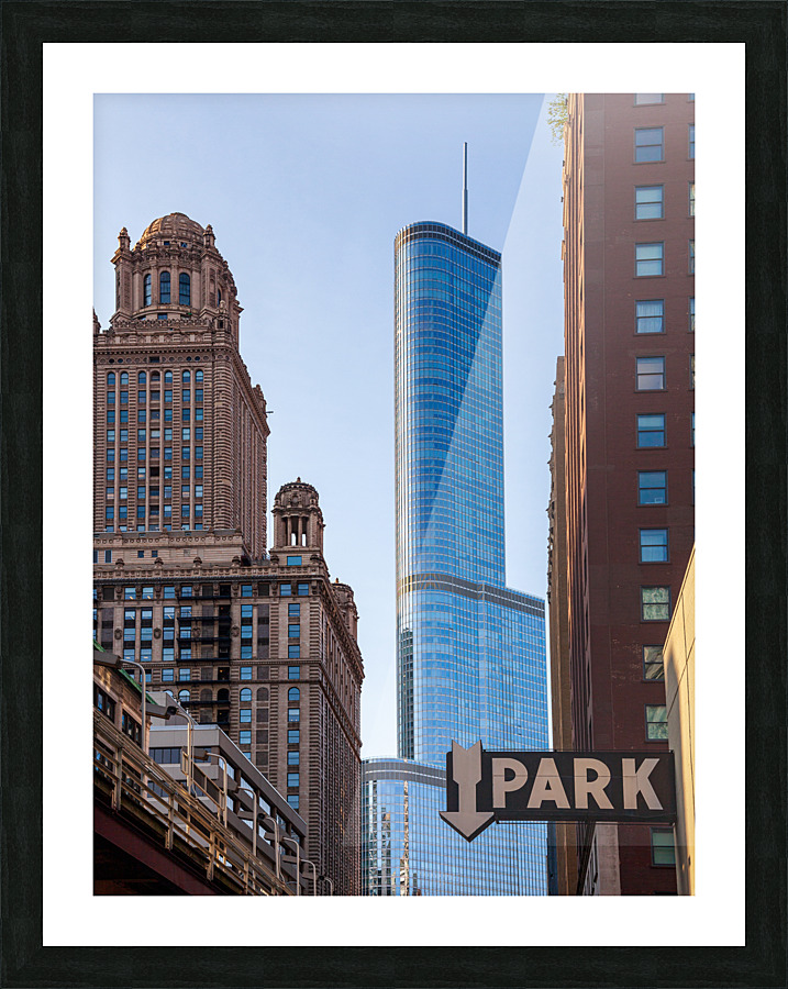 Trump Hotel towers over downtown Chicago Picture Frame print