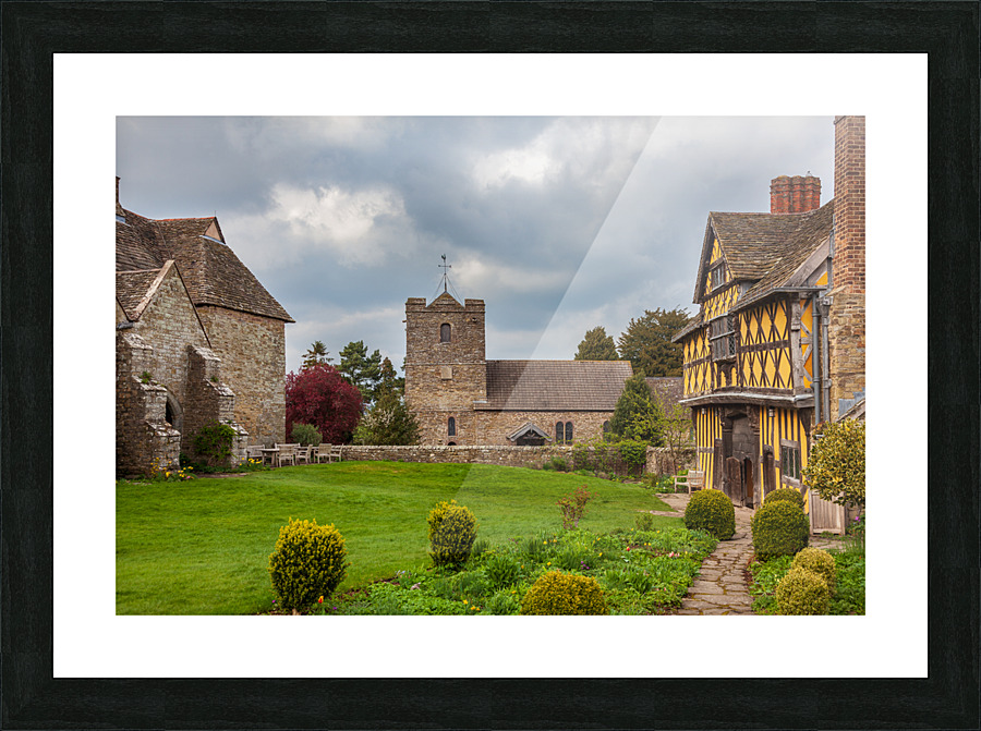 Stokesay Castle in Shropshire on cloudy day Picture Frame print
