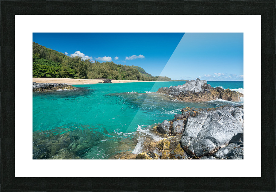 Lumahai Beach Kauai with rocks  Picture Frame print