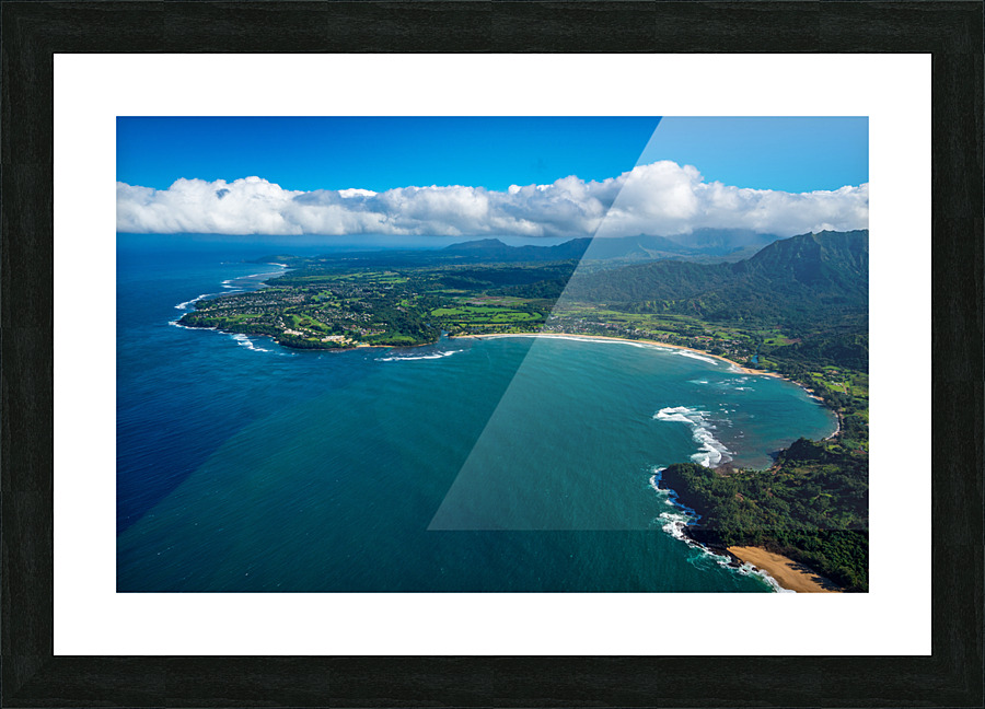 Garden Island of Kauai from helicopter Picture Frame print