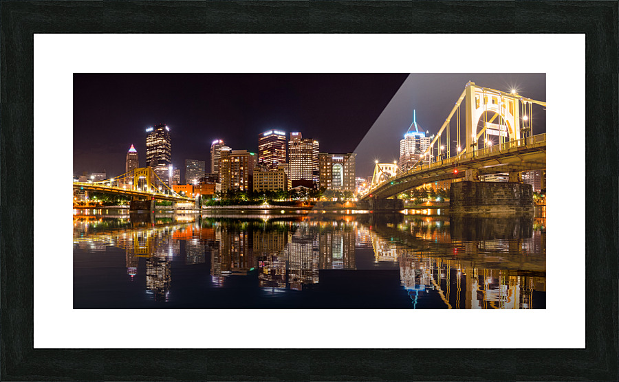 City Skyline of Pittsburgh at night Picture Frame print