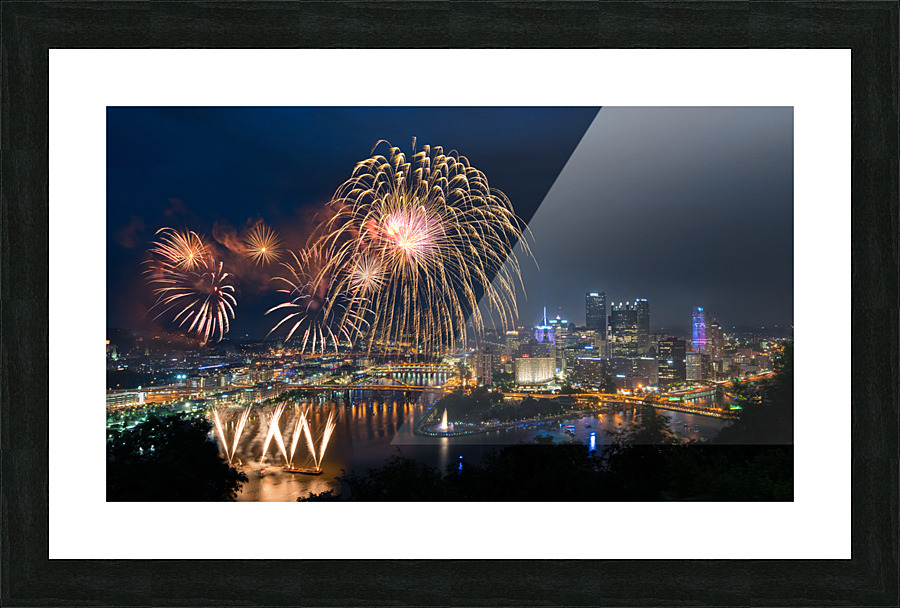 Fireworks over Pittsburgh for Independence Day Picture Frame print