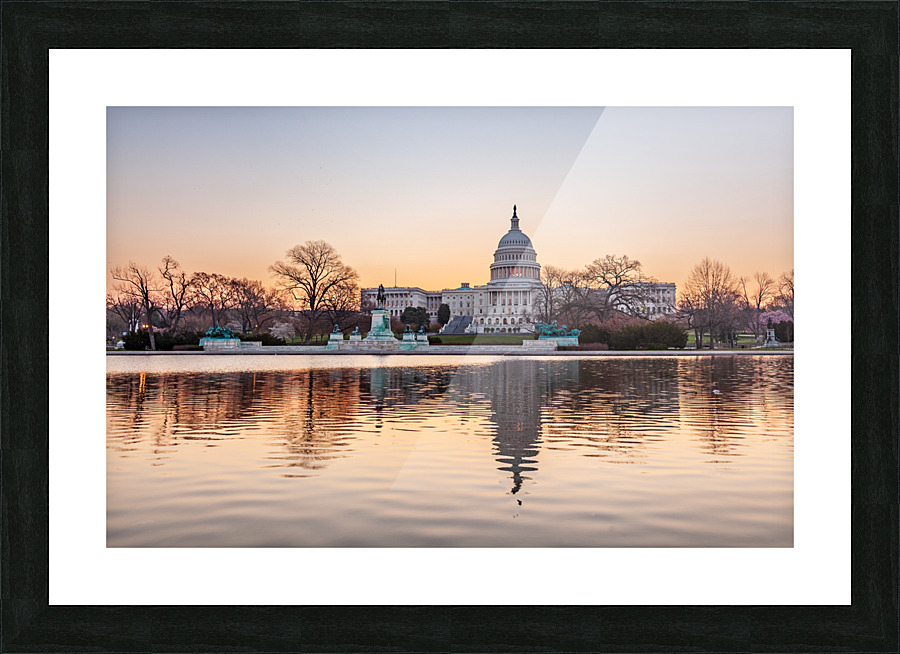 Dawn behind the dome of the Capitol in DC Picture Frame print
