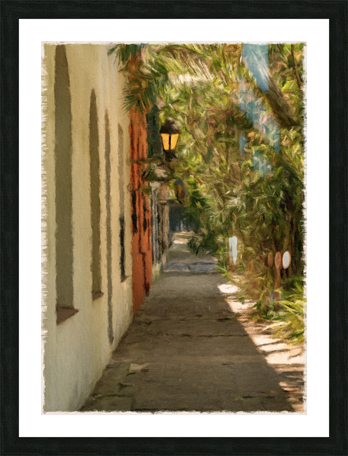 Street lamp in Unesco historical town of Colonia del Sacramento Picture Frame print