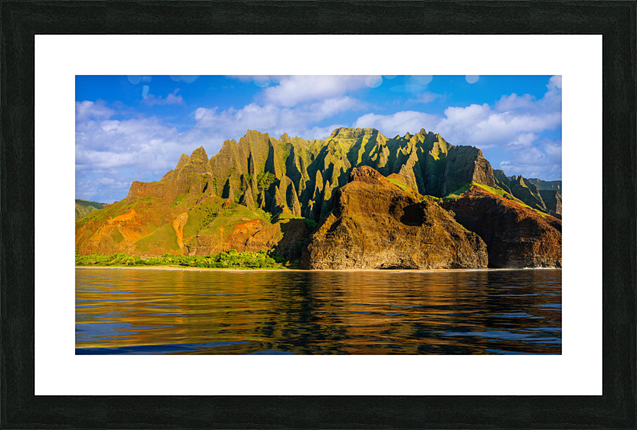 Na Pali coastline taken from cruise along Kauai shore Picture Frame print