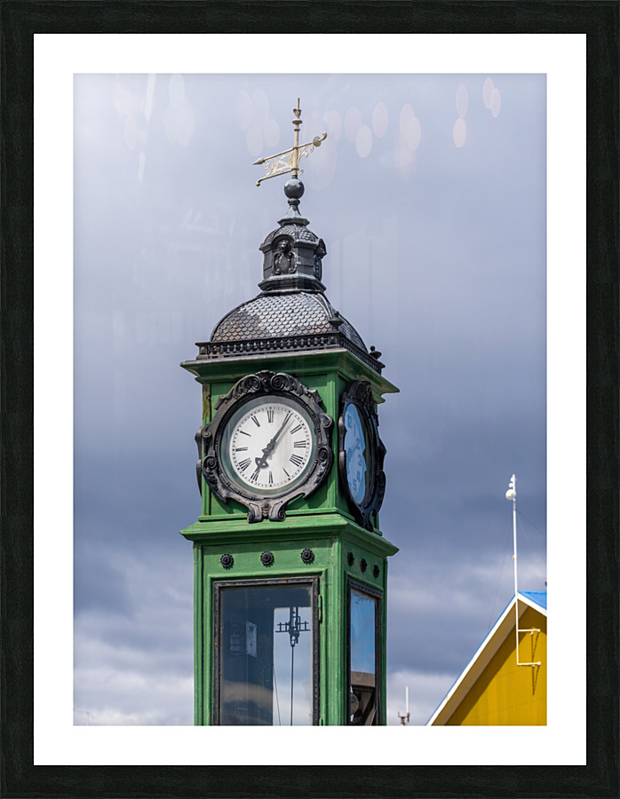 Clock tower and weather station by port in Punta Arenas in Chile Picture Frame print