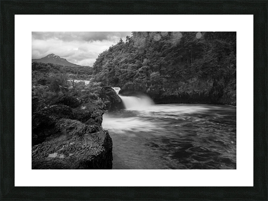 Petrohue falls and cascade by the Osorno volcano in Chile Picture Frame print