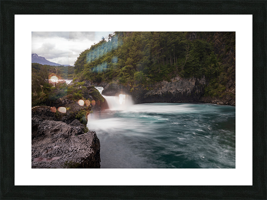 Petrohue falls and cascade by the Osorno volcano in Chile Picture Frame print